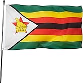 DANF Zimbabwe Flag 3x5 Ft Thick Polyester, Fade Resistant, Brass Grommets, Canvas Header Zimbabwean National Flags with 3 X 5 Feet