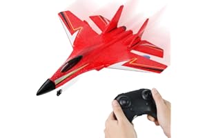 GASUIO 2025 New Gravity Gliders Airplane with Lights, Upgrade RC Plane Remote Control Glider Airplanes 2.4 GHZ 2 Channels, Anti-Collision Silicone Nose RC Plane for Kids and Beginners (Red)