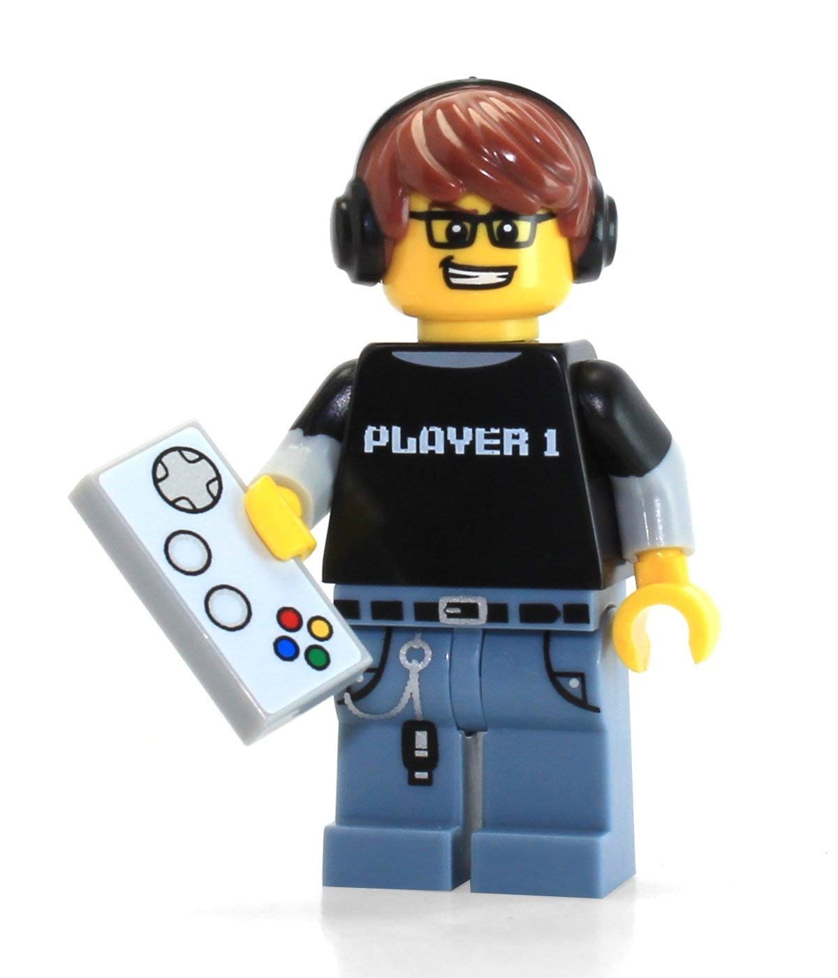 The Lego Gamer™ minifigure looks like hes about to say Gamer Words r