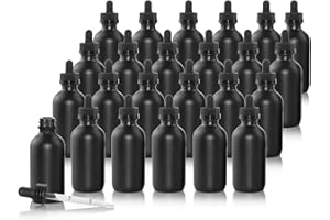 ZBCCEOB 24 Pack Frosted Black Dropper Bottles, 1oz/30ml Glass Tincture Bottles with Measured Eye Dropper, Leak Proof Travel Bottles for Essential Oils/Chemistry Lab Chemicals/Colognes & Perfumes