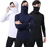 Skywehyd 3 Pack Men's UPF 50+ Sun Protection Hoodies, Long Sleeve Moisture Wicking Shirts with Face Mask for Fishing