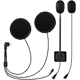 LEXIN Motorcycle Audio Set for Helmet Bluetooth Headset, 36mm Speakers, Type-C Connector, Button/Boom Mic, Fit for B4FM/GTX/G2P/G16/G1/MeshCom/Novus