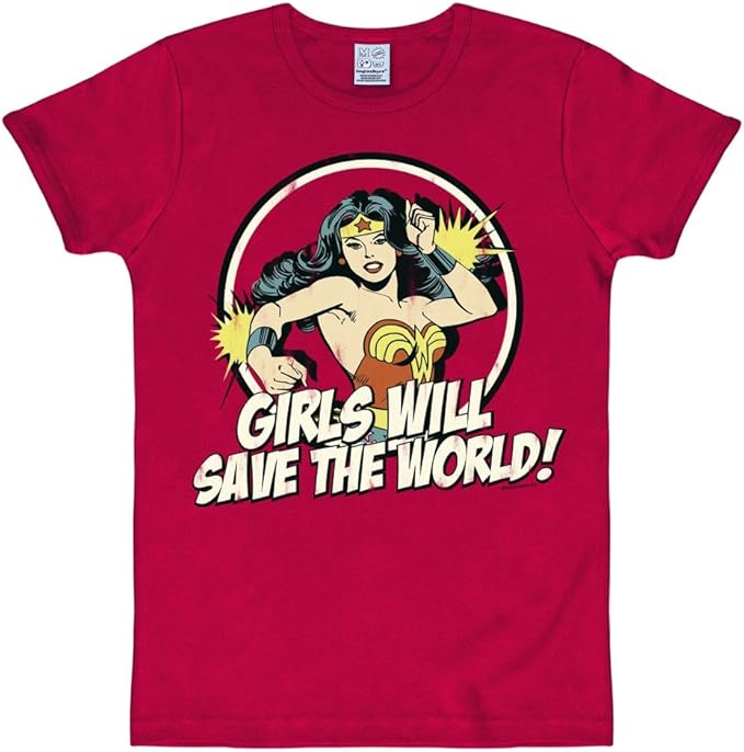 Logoshirt Wonder Woman Girls Will Save The World Slimfit T Shirt Logoshirt Wonder Woman Girls Will Save The World Slimfit T Shirt