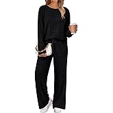 LILLUSORY Womens Lounge Sets 2 Piece Matching Pajamas Fall Fashion 2026 Ribbed Knit Outfits Long Sleeve Casual Sweatsuits