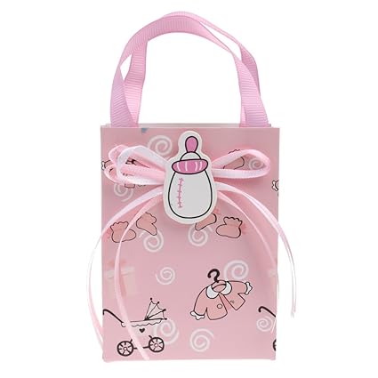 Baoblae 12 Pieces Cute Paper Gift Bags Mini Tote For Baby Shower Girl Boy Party Favor