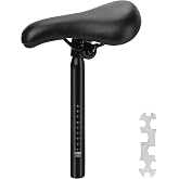 Kids Bike Seat Replacement with Post &ndash; Comfortable Child Bicycle Saddle for Boys &amp; Girls, Practical Children Childs Cycling Riding Cushion Seat Saddle, 1.13" Diameter Extends Seat Height to 12 Inches
