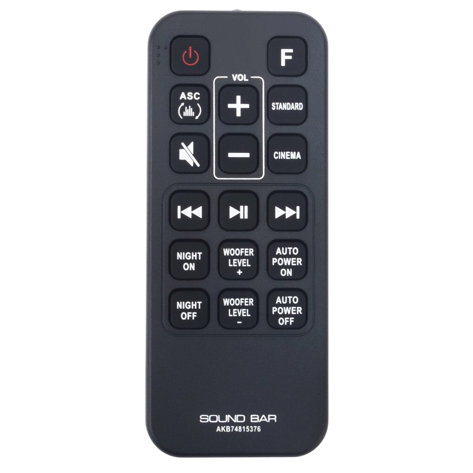 VINABTY Replacement Remote Control Fit for LG Wireless Sound Bar SJ4, SPJ4B-W, SJ3, SPJ4BM-W, SH4, SPH5B-W, SHC4, SPH5B-W AKB74815376