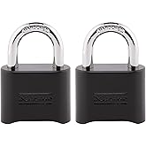 Master Lock Combination Padlock Resettable Outdoor Lock Black 2-Pack 178EC2 | Resettable Combination Lock, Outdoor Gates, Sheds, Storage, Weather Resistant Lock Security Lock, Hardened Steel 2-inch Wide