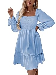 LYANER Women's Square Neck Lantern Long Sleeve