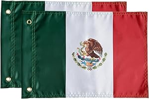 CEZELUX 2 Pack Mexico Flags for Whip Lights or Antenna Flag Poles, 12" x 18" Double Sided Whip Lights Accessories, Whips Mexican Flags for UTV ATV Can-Am Polaris RZR SXS Boats Ulti Offroad
