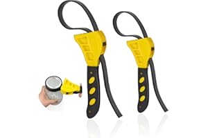 URSMART 2PCS Strap Wrench,Rubber Strap Wrench Strap Wrench Set 24 in and 19.7 in Oil Filter Strap Wrench Set Adjustable Heavy