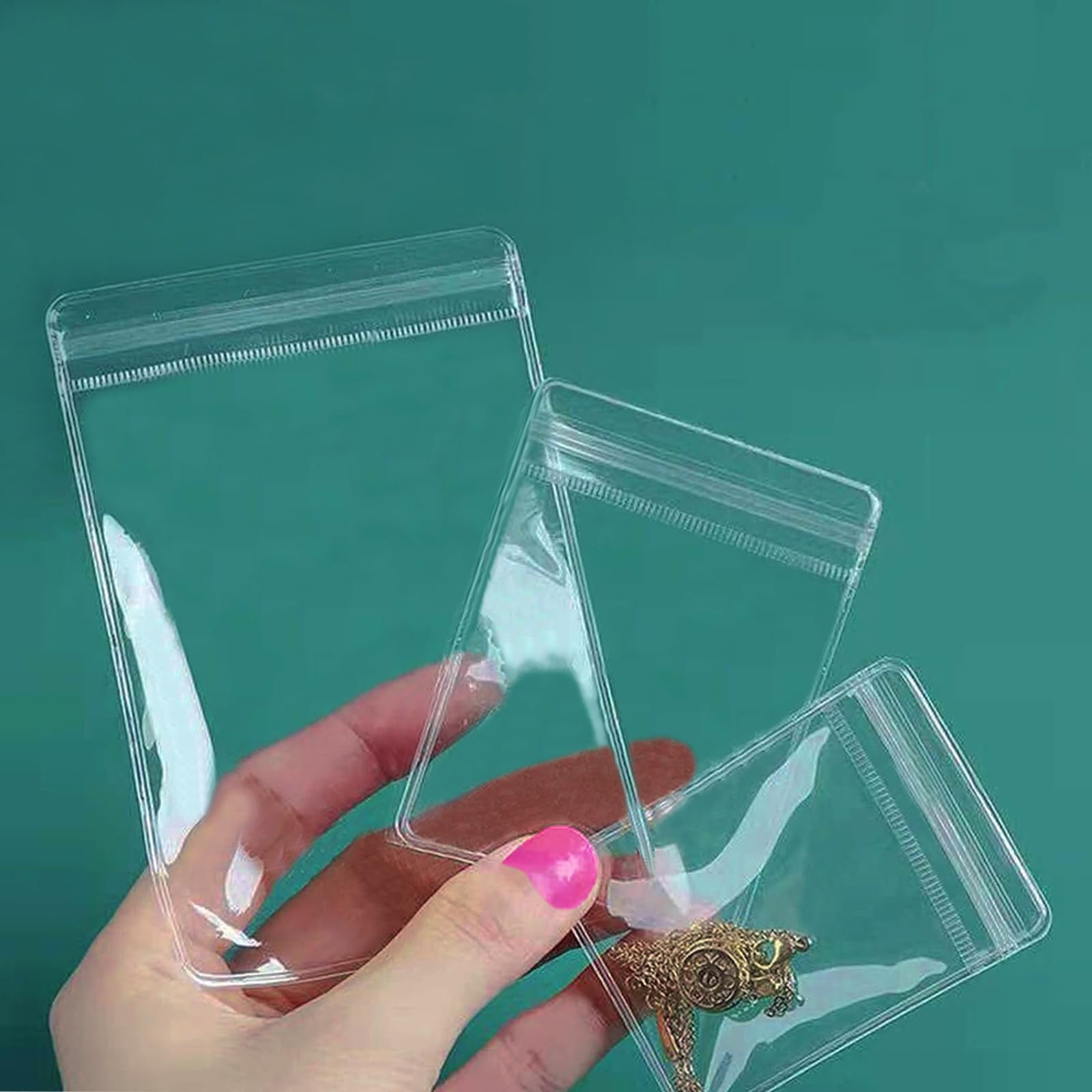 Photo 1 of Small Plastic Zip Lock Bags - 100 Pcs Mini Clear OPP Baggies for Jewelry, Pills, Beads - Thick Self Sealing Transparent Resealable Poly Bags (2.8x3.9'')