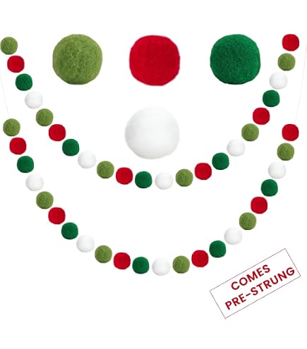 4-Pack Rainbow Pom Pom Garland – 2m Each With 30 Felt Balls, Colorful Christmas Party Decor For Tree, Wall, Classroom, Birthday, And Home Decor