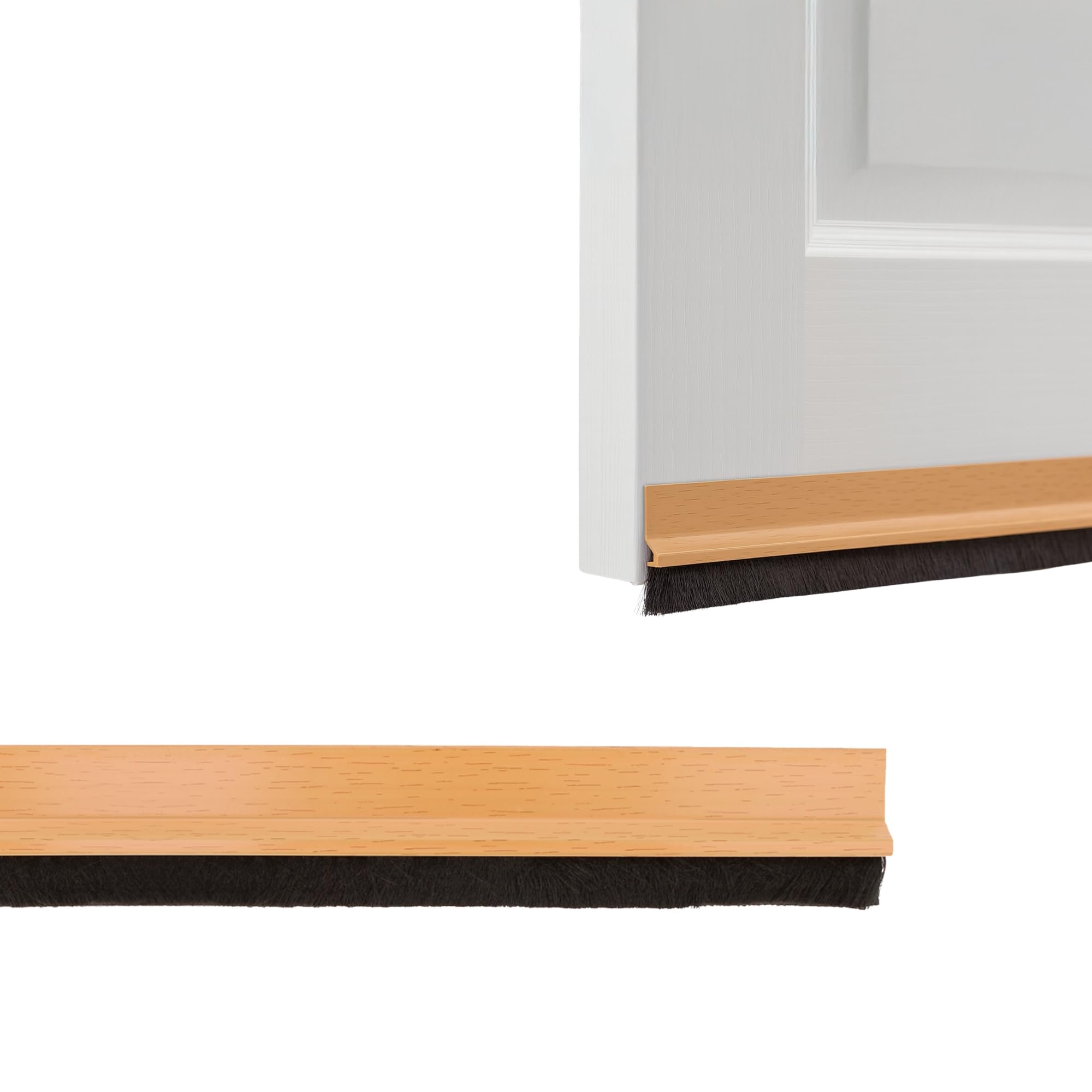 Amig - Door Draught Excluder | Energy Efficient | Insect & Dust Prevention | Easy 2-Min Installation | Foot Controlled Door Stop Compatible | Oak | 1 M | Polyvinyl Chloride