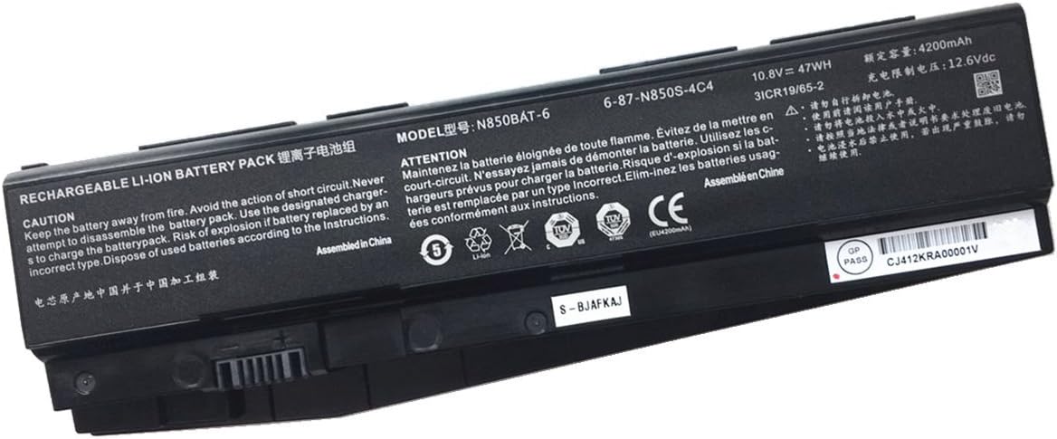 7XINbox 10.8V 47Wh 4200mAh N850BAT-6 6-87-N850S-4C41 6-87-N850S-6E71 6-87-N850S-6U71 Laptop Battery compatible with Clevo N850HC N850HJ N870HC N870HK N870HJ1 Z6-KP5GT Z7M-KP7G1 T58-T1 T6TI
