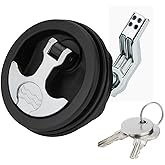 T-Handle Boat Hatch Latch Lock with Keys - Flush Mount Marine Cam Latch Replacement, Anti-Corrosion Zinc Alloy &amp; ABS Plastic, Hardware for Boat Deck, RV Compartment (Black &amp; Chrome)