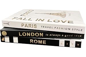 fghuim 3pcs Decorative Books for Modern Home Decor, Living Room Decoration, Coffee Table Fashion Display Book, Bookshelf City Print Book, Fake Book with Page Turning(London Paris Rome)