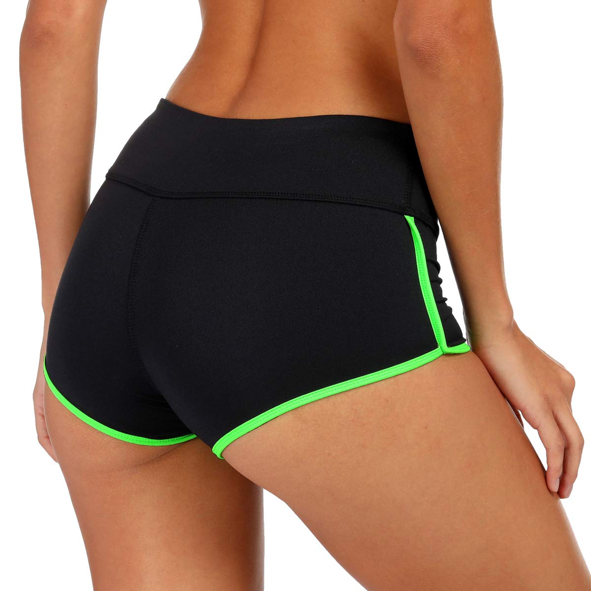 Dielusa Gym Shorts for Women Stretch Mini Athletic Wicking fit Yoga Workout Running (Green XL)