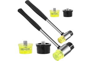 Rustark 6Pcs 2 Pack 25mm 35mm Double Faced Plastic and Rubber Hammer Mallet Set Double Head Small Mallet Jewelry Hammer W 4Pc