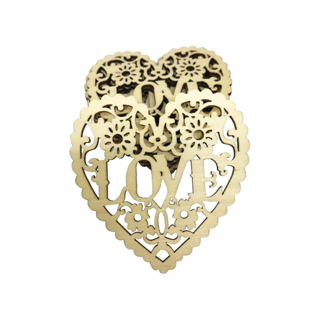 MILISTEN 20 Pcs Valentines Day Wooden Heart Ornaments Hanging Love Heart Shaped Cutouts Wood Heart Tags Embellishment Wedding Party Decoration