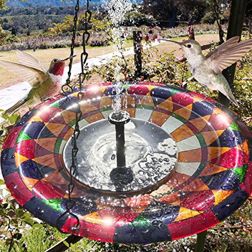 Solar Fountain Pump, Solar Bird Bath Fountain 1.4W Free Standing Solar Powered Water Pumps Panel Kit Outdoor Birdbath Watering Submersible Pump for Pond, Garden and Patio