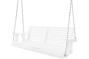 BENEOUYA Porch Swing Outdoor, 5.5FT Heavy Duty 800lbs Wooden Hanging Swing Bench with Cupholders and Hanging Chains for Front Porch Garden Deck Patio Backyard Balcony