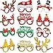 Frienda 12 Pcs Christmas Glasses Frame Christmas Tree Glasses Christmas Costume Eyeglasses Creative Funny Eyewear for Xmas Favors