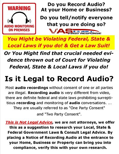 CCTV Surveillance Camera Video & Audio Warning Notification Sign on Stake | Commercial Grade Plastic | UV Fade & Scratch Resistant | Aluminum Stake | Audio Notification - It's the Law | - Thumbnail 3