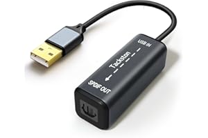 Tackston USB to Optical Audio Adapter 24Bit Sample Depth, PC to SPDIF Sound Card Optical Output Compatible with Laptop Comput