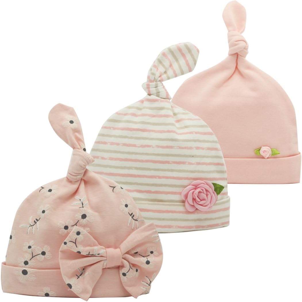 Newborn Beanie Baby Hats 0-6 Months 6-12 Months Girl Bow Caps Hospital Beanie Set