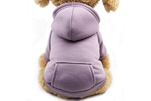 Jecikelon Winter Dog Hoodie Sweatshirts with Pockets Warm Dog Clothes for Small Dogs Chihuahua Coat Clothing Puppy Cat Custume (XX-Small, Purple)