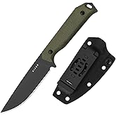 Kizer Begleiter Fix Fixed Blade Knife, 3.78" Drop Point D2 Blade Hunting Knives with Kydex Sheath, Green Micarta Handle EDC Knife for Camping Hunting Survival 1045MD3