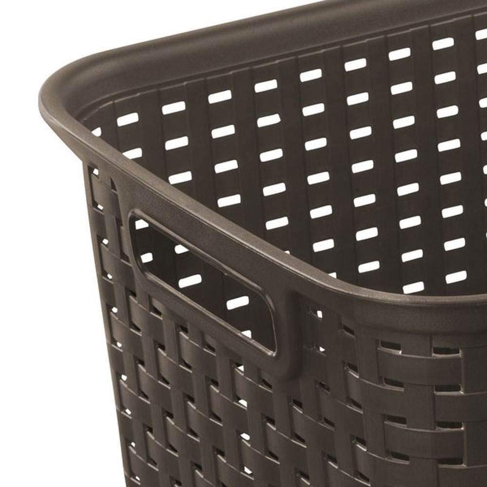 Sterilite Tall Plastic Weave Storage Basket, Bin Organization for Countertops, Classroom, Tabletops & Book Shelves for Crafts, Jewelry, Brown, 1-Pack