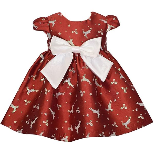 Amazon.com: Bonnie Baby Infant Girls Red Gold Reindeer Print Short Sleeve  Holiday Christmas Dress 12m: Clothing, Shoes & Jewelry
