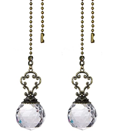 thumbnail image 2 of 4 Pack Crystal Fan Pull Chain Extenders - 50cm Clear Crystal Ceiling Fan Light Chain Decorations 2 of 11