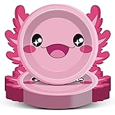 Yiaoyinnz 60Pcs Pink Axolotl Shaped Birthday Party Decorations Reptile Animals 7 Inch Dessert Plates Plates Cartoon Dinner Disposable Tableware Set for Kids Girls Party Baby Shower Supplies Favors
