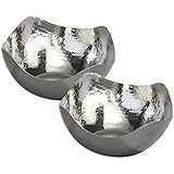 Elegance Silver Hammered Stainless Steel Wave Serving Bowls - Set of 2 5.5 inch Bowls