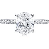 EONFUN 3CT Oval Cut Moissanite Engagement Ring for Women D Color Oval Cut VVS1 925 Sterling Silver Classic 4 Prong Ring Gifts for Wedding Anniversary Promise Rings