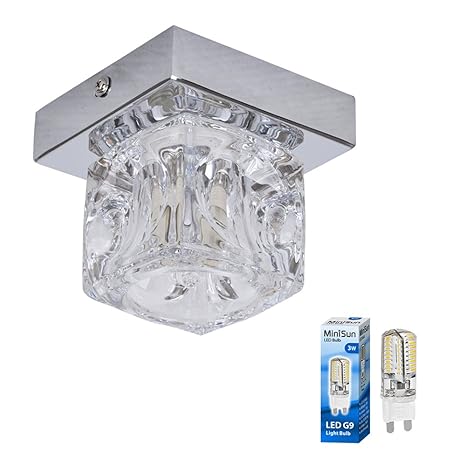 Modern Led Silver Chrome Glass Ice Cube Single Ceiling Light