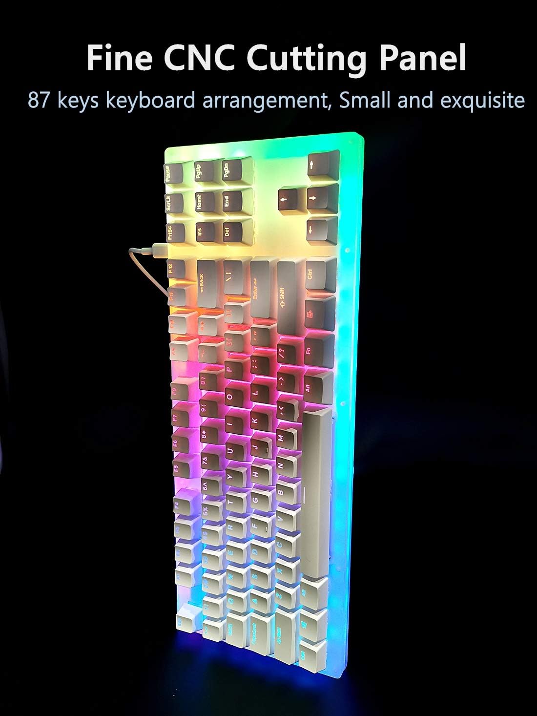 Womier K87 Mechanical Gaming Keyboard TKL Hot Swappable Keyboard Partitioned RGB Backlit Compact 87 Keys for PC PS4 Xbox (Yellow Switch,White): Computers & Accessories