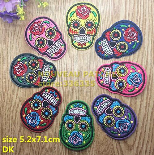 FairyMotion Iron On Mixed 16 Pcs 8 Colors Skeleton Embroidery Patch Applique Dk Garment Embroidery Cartoon Patch Diy Accessory Perfect Patches