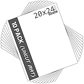 Mat Board Center, Pack of 10 20x24 White Uncut Mat Boards, Acid Free, 4-Ply Thickness, White Core, Great for Pictures, Photos, Framing Backing
