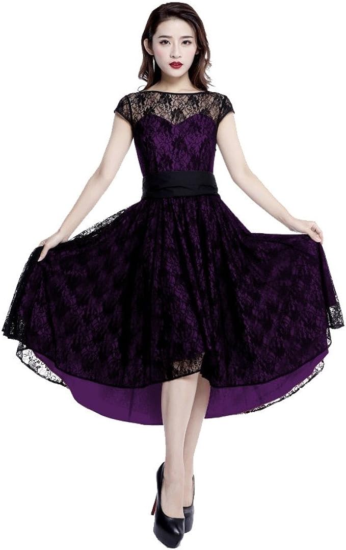 purple dress with black lace overlay purple dress with black lace overlay