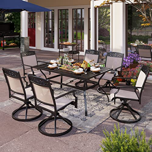 PHI VILLA 7 Piece Outdoor Patio Dining Set, Patio Furniture Table Sets