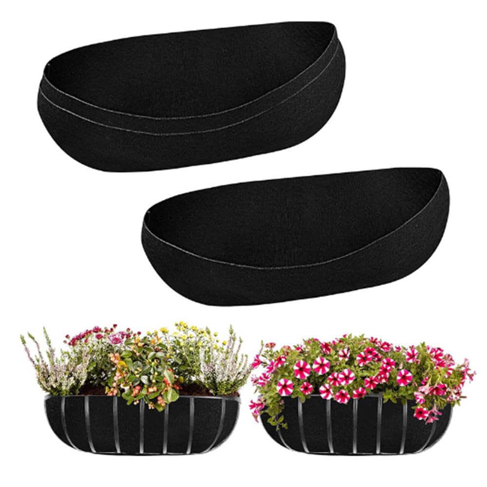 Tefola Hanging Basket Outdoor, Pack of 4 Felt Mat for Plants, Hanging Baskets for Indoor, Durable Plant Liner Black for Hanging Pots, Flowers, Vine Pot, Garden and Balcony (Long, 30 in)
