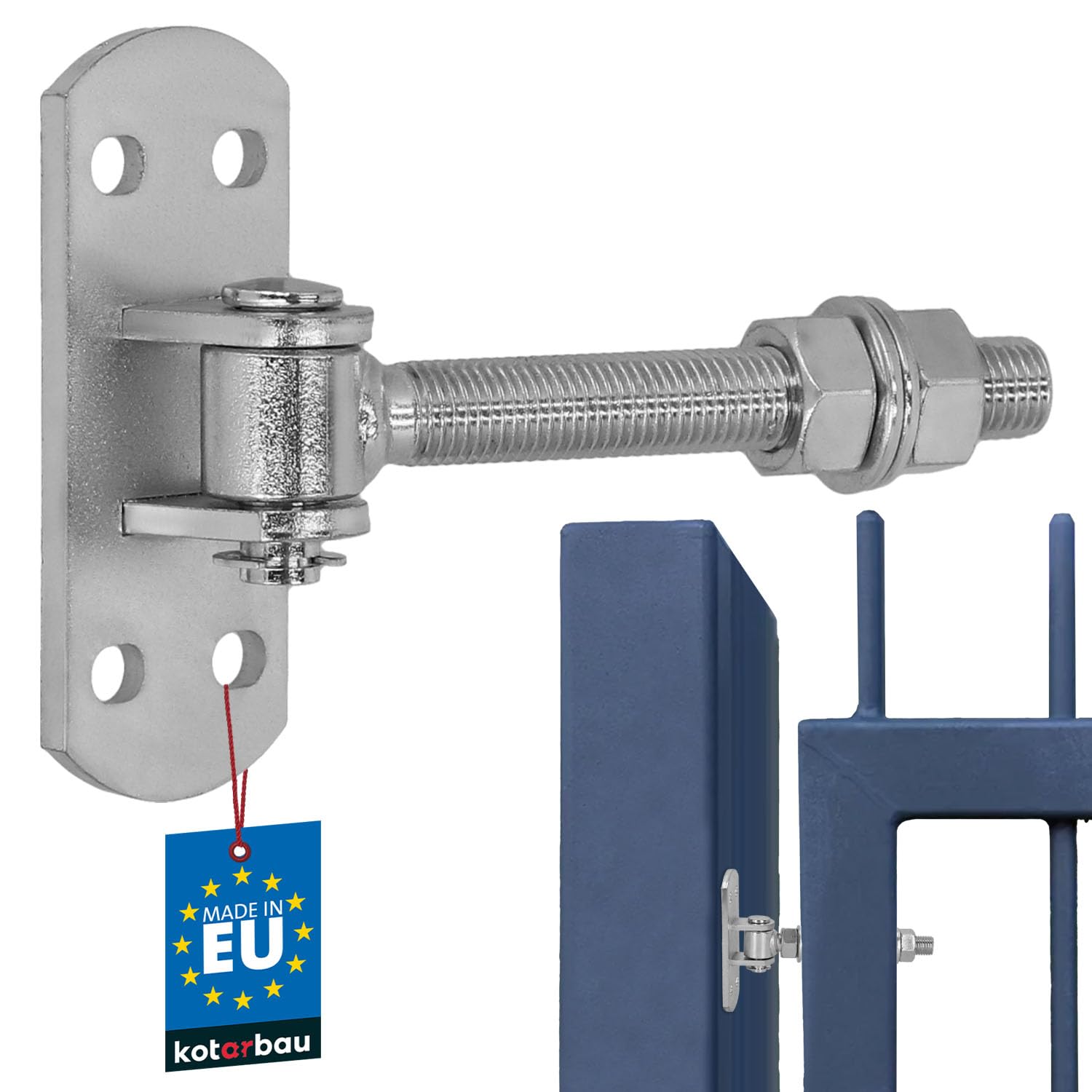 KOTARBAU Gate Hinge Galvanised Thread with Slotted Hole Adjustable with Screw-On Plate Gate Hinge with Spring Clamp Gate Hinges Hanging Hinges M 16 mm