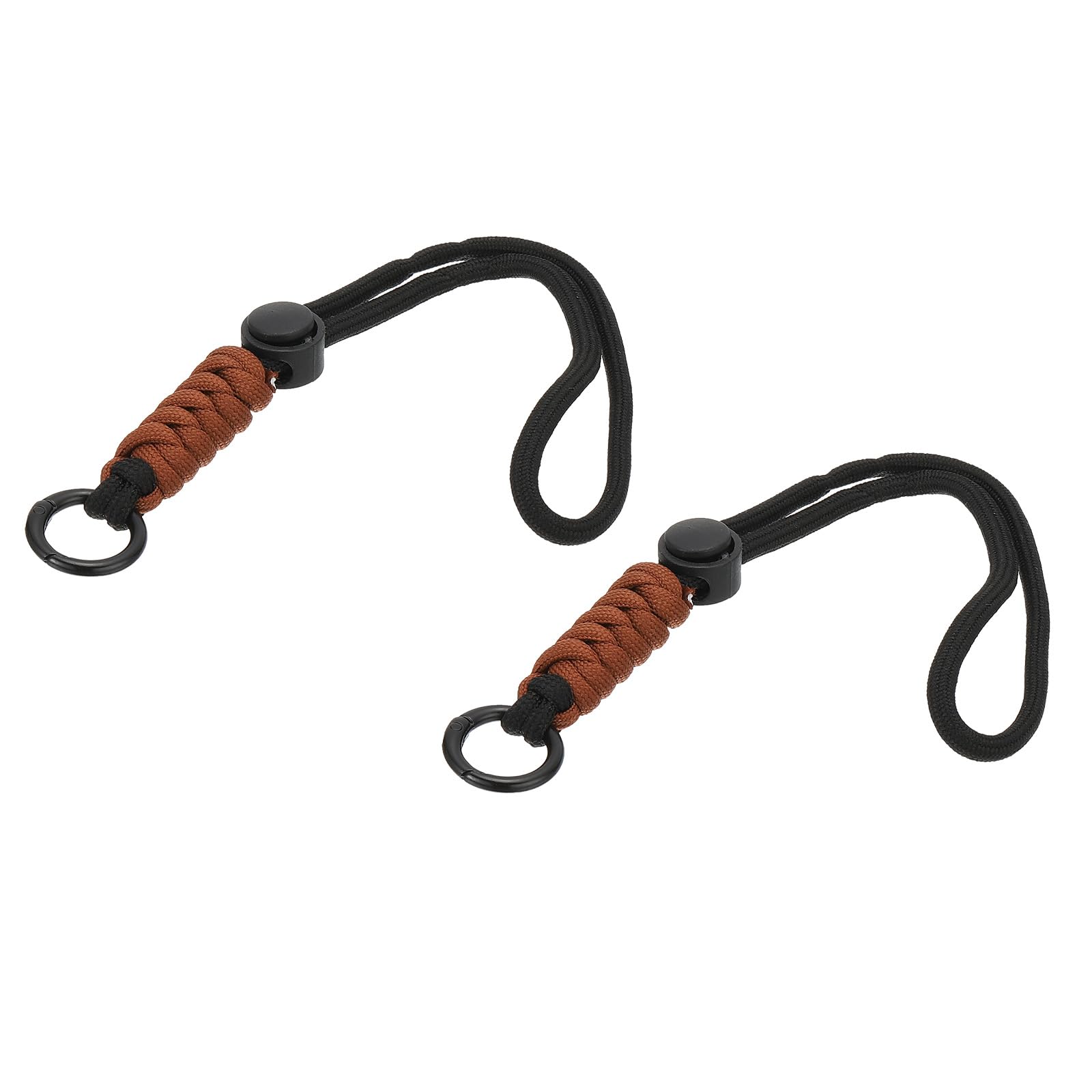 PATIKIL Paracord Lanyard Keychain, 2Pcs Cell Phone Keychain Rope Wrist Lanyards Braided Strap with Spring Ring for Hanging Key, Black, Brown