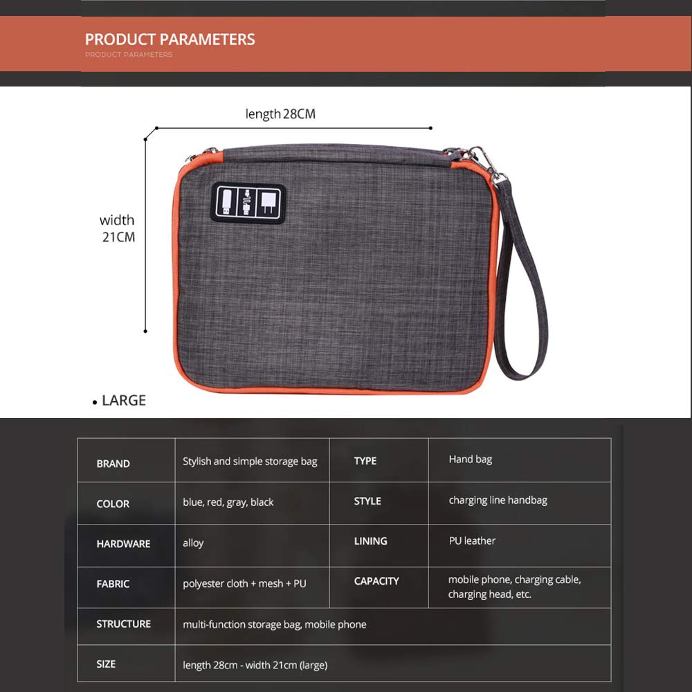 LY-LONGER Travel Cable Organizer Universal Electronics Accessories Cases, Storage Bag for Hard Drives, Cables, Charger, Phone, Adapter (Middle)