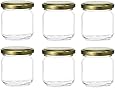 CycleMore 3oz Hexagon Glass Jars With Gold Lids, Clear Glass Canning