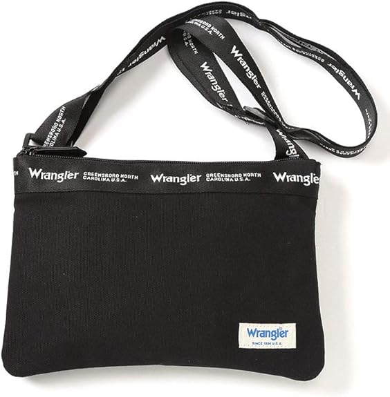 Amazon サカゼン Wrangler 大きいサイズ メンズ キャンバス ロゴストラップ サコッシュ ブラック バッグ スーツケース